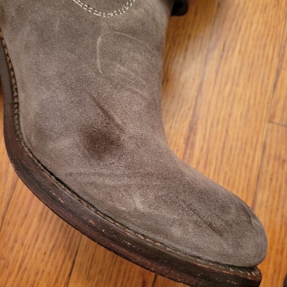 FRYE Oiled Fatigue Suede Leather Buckle Strap Tall Boots 10B JANE Boho Western - Picture 9 of 10